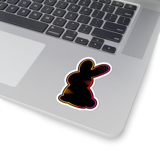 Neon Bunny Kiss-Cut Sticker — Iridescent Rabbit Laptop Decal