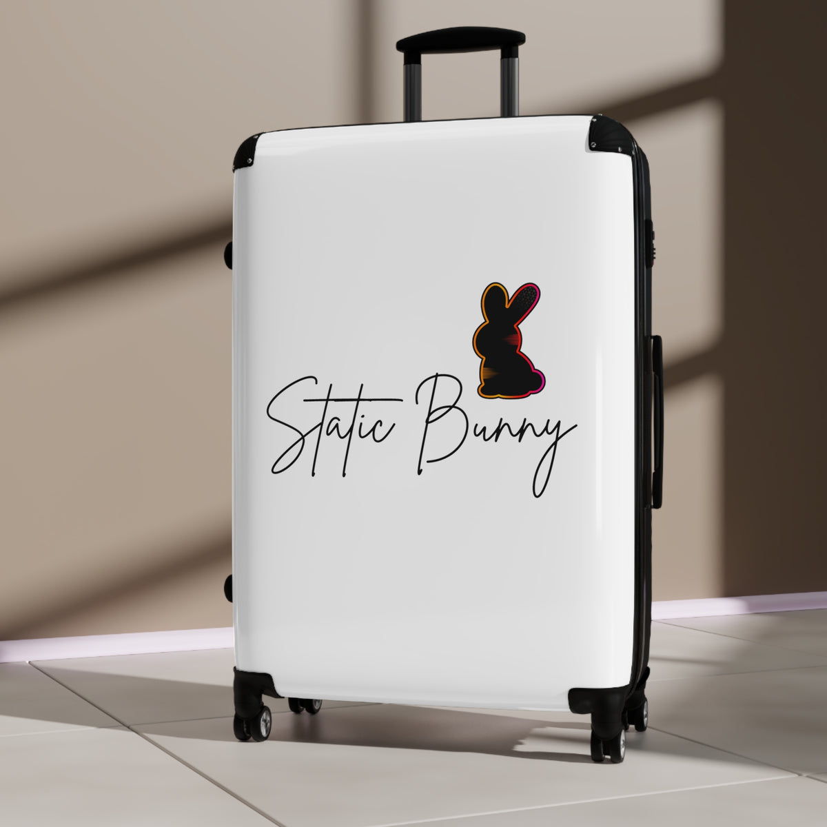 Static Bunny Carry-On Suitcase - Neon Sunset