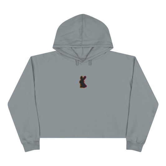 Static Bunny Cropped Hoodie - Neon Sunset