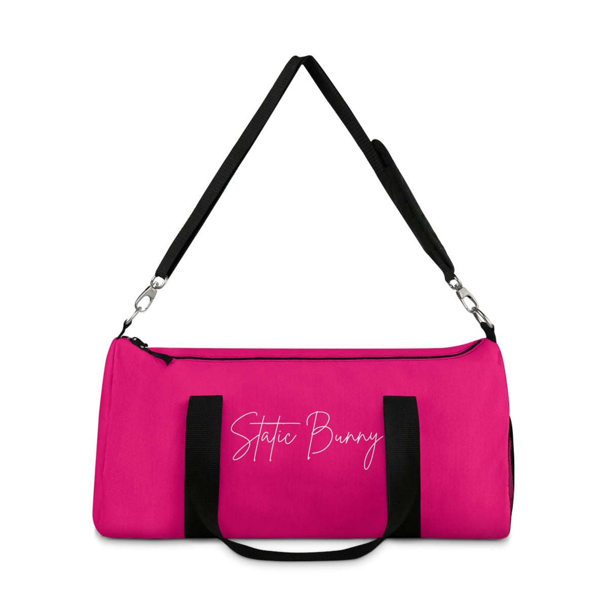 Neon Static Bunny Duffel Bag — Synthwave