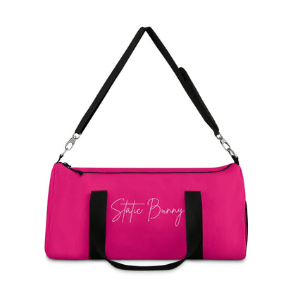 Neon Static Bunny Duffel Bag — Synthwave