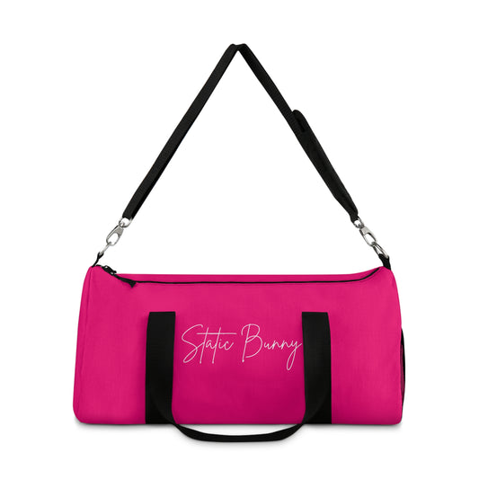 Neon Static Bunny Duffel Bag — Synthwave