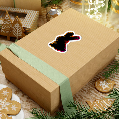 Neon Bunny Kiss-Cut Sticker — Iridescent Rabbit Laptop Decal