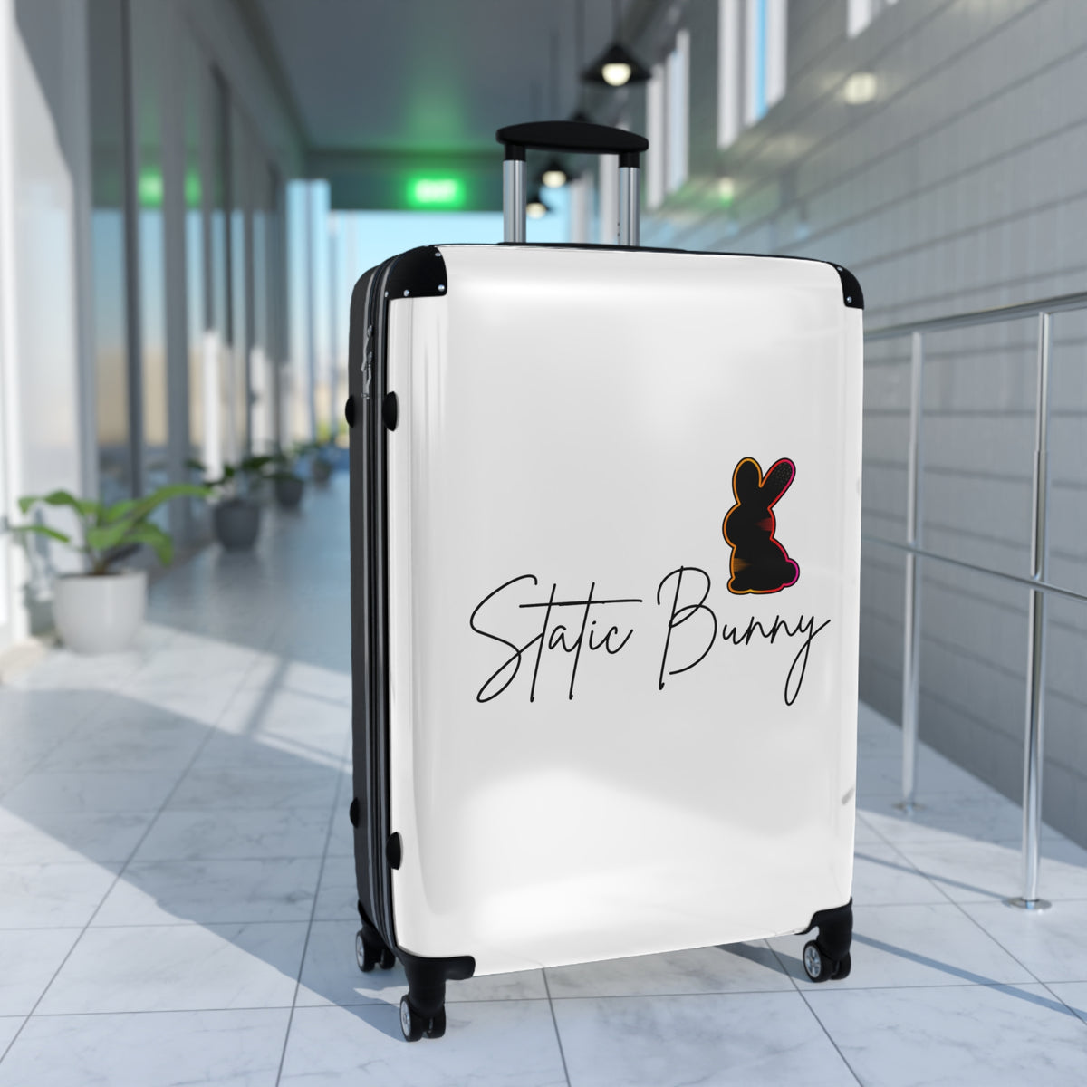 Static Bunny Carry-On Suitcase - Neon Sunset