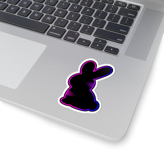 Neon Outline Bunny Sticker — Kiss-Cut Laptop Decal