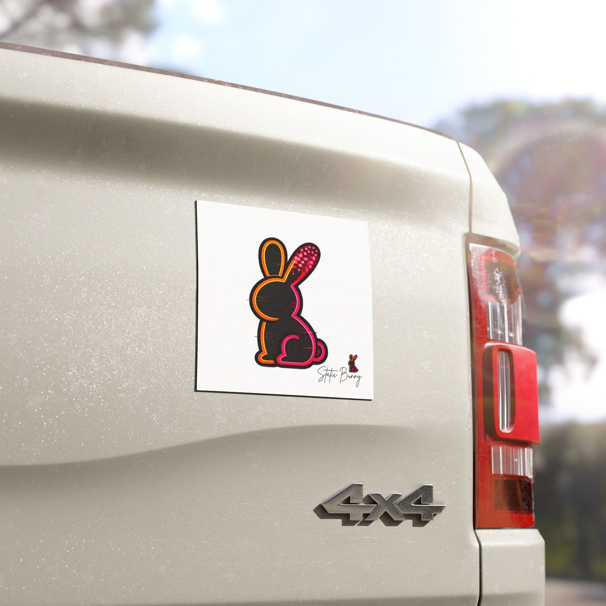 Static Bunny Car Magnet - Neon Sunset