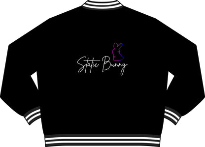 Static Bunny Varsity Bomber Jacket - Synthwave