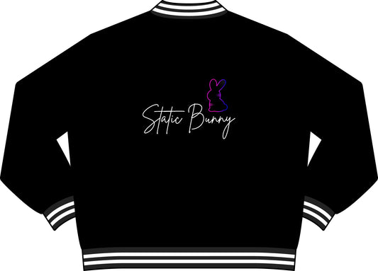 Static Bunny Varsity Bomber Jacket - Synthwave