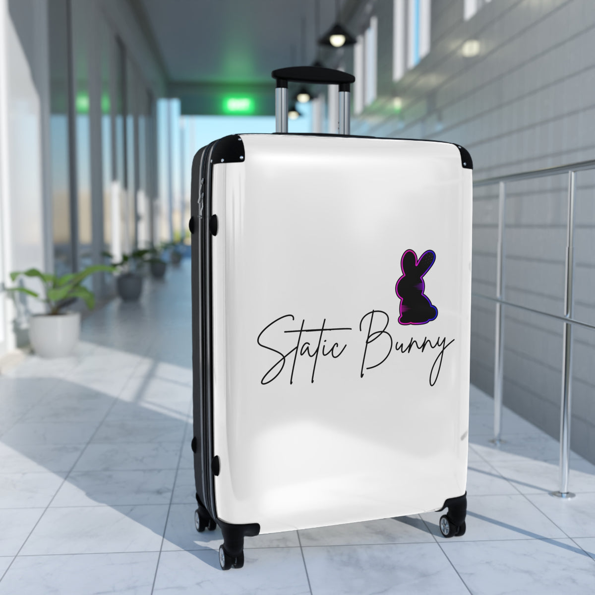 Static Bunny Carry-On Suitcase - Synthwave