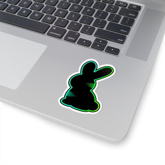 Neon Bunny Silhouette Sticker — Glow Green Kiss-Cut Decal for Laptops & Gear