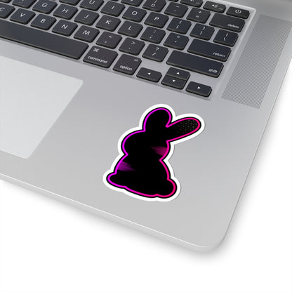 Neon Outline Bunny Sticker — Black & Purple Kiss-Cut Vinyl