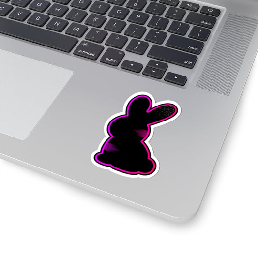 Neon Outline Bunny Sticker — Black & Purple Kiss-Cut Vinyl