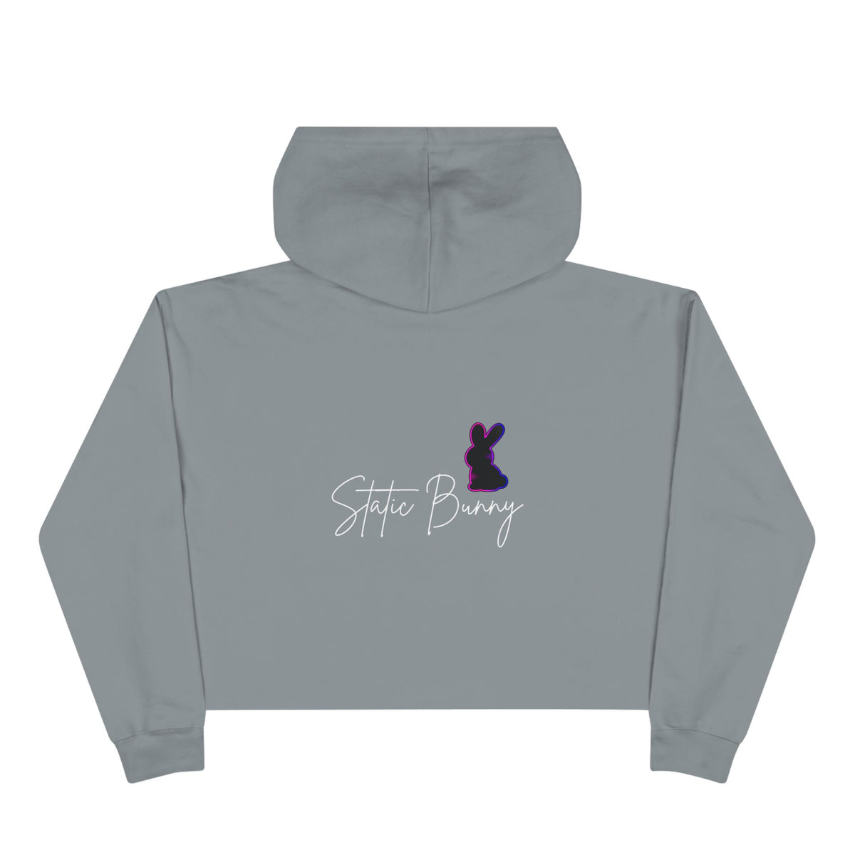 Static Bunny Cropped Hoodie - Synthwave