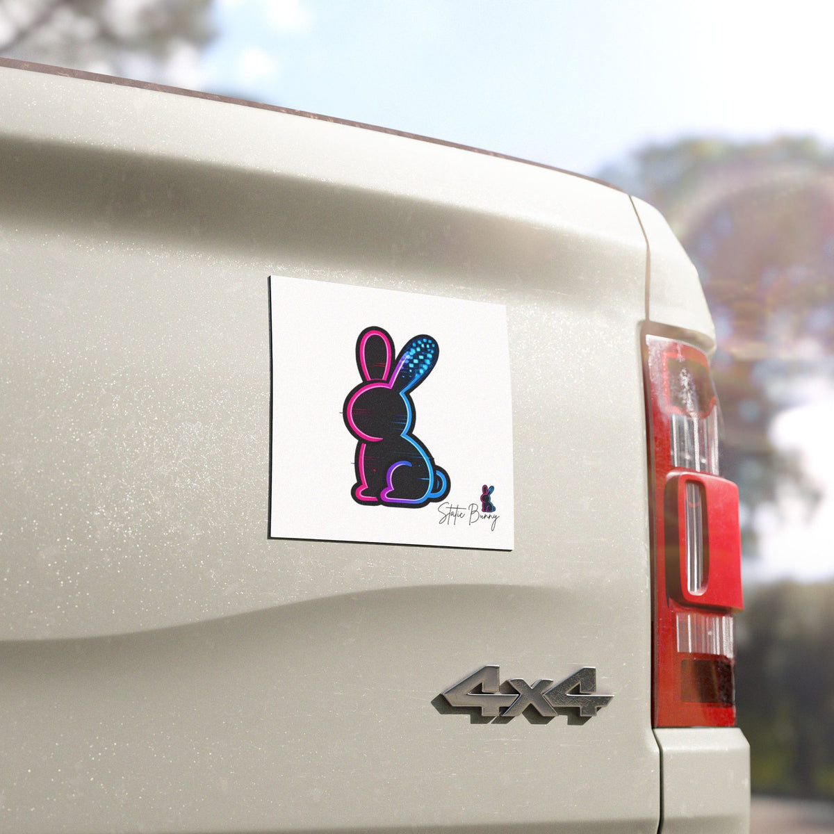 Static Bunny Car Magnet - Synthwave