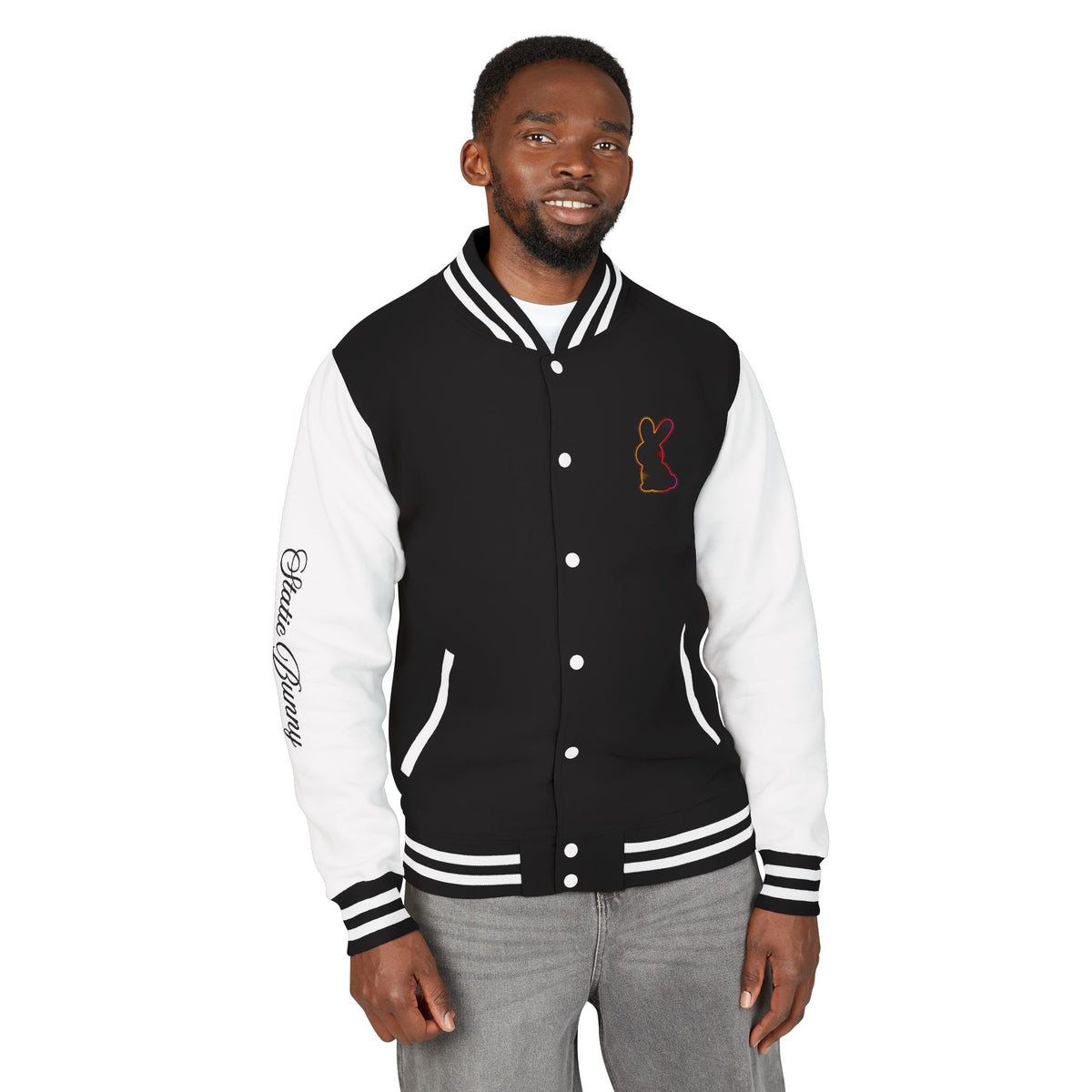 Static Bunny Letterman Jacket - Neon Sunset