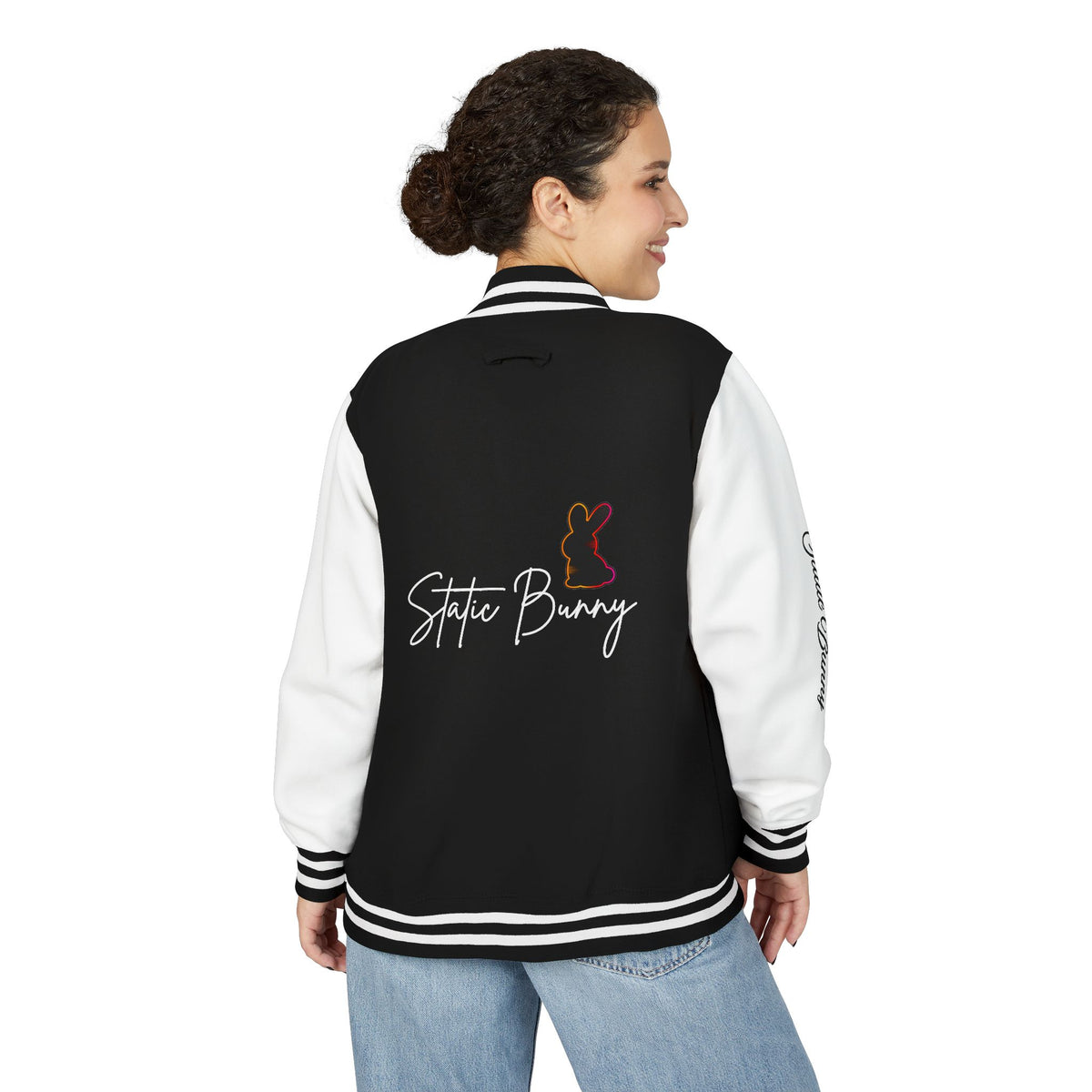 Static Bunny Letterman Jacket - Neon Sunset