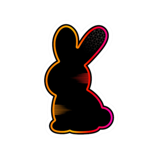Neon Bunny Kiss-Cut Sticker — Iridescent Rabbit Laptop Decal