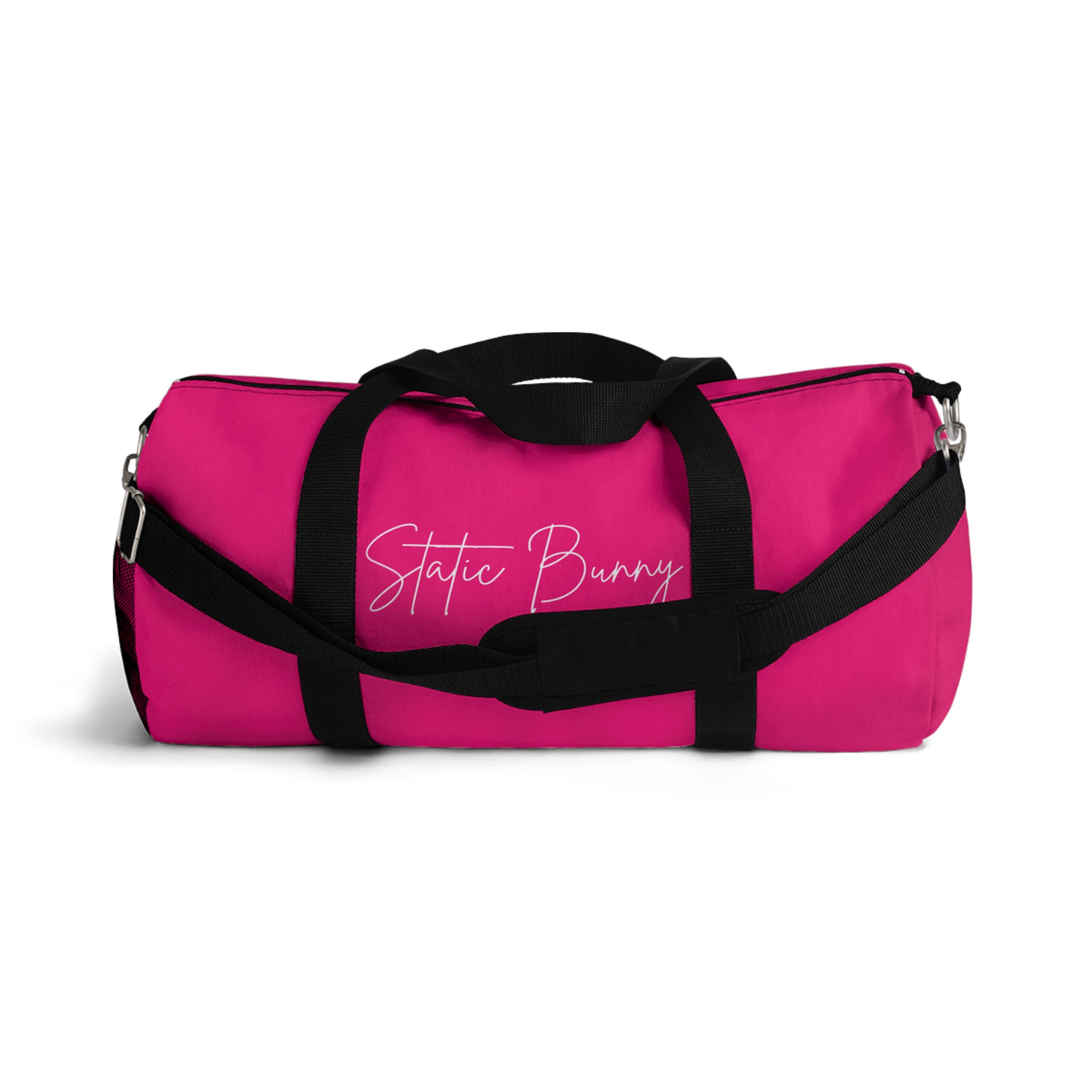 Neon Static Bunny Duffel Bag — Synthwave