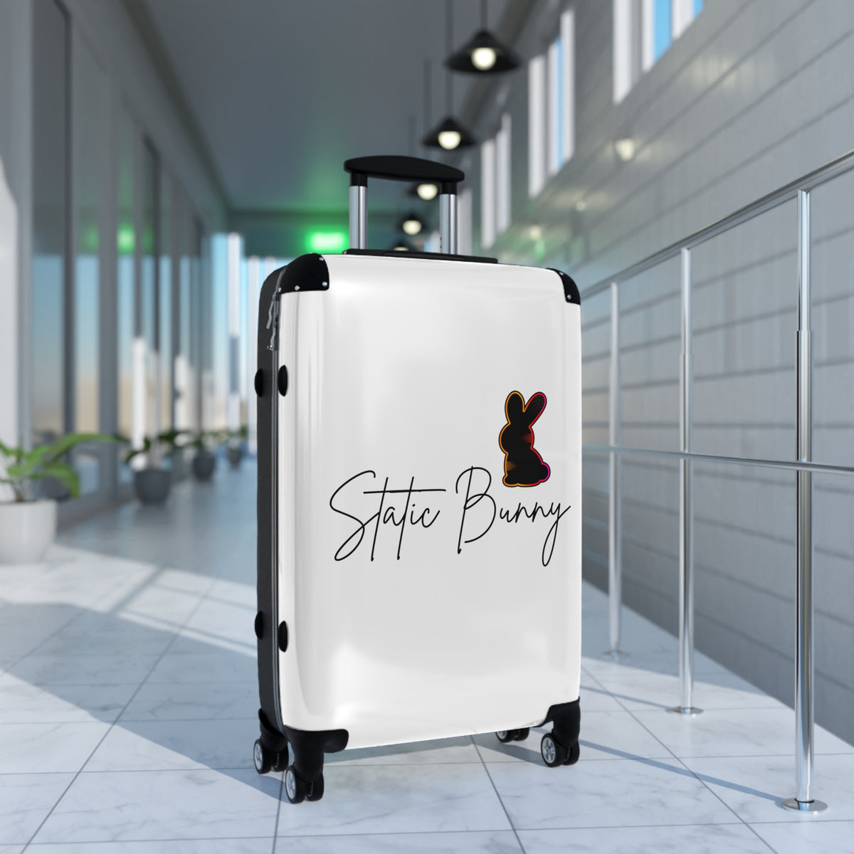 Static Bunny Carry-On Suitcase - Neon Sunset