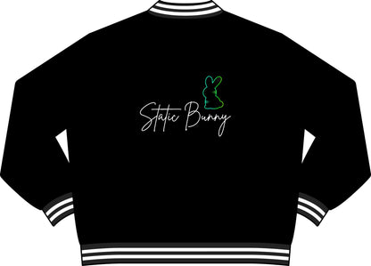 Static Bunny Varsity Bomber Jacket - Radioactive
