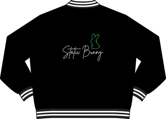 Static Bunny Varsity Bomber Jacket - Radioactive