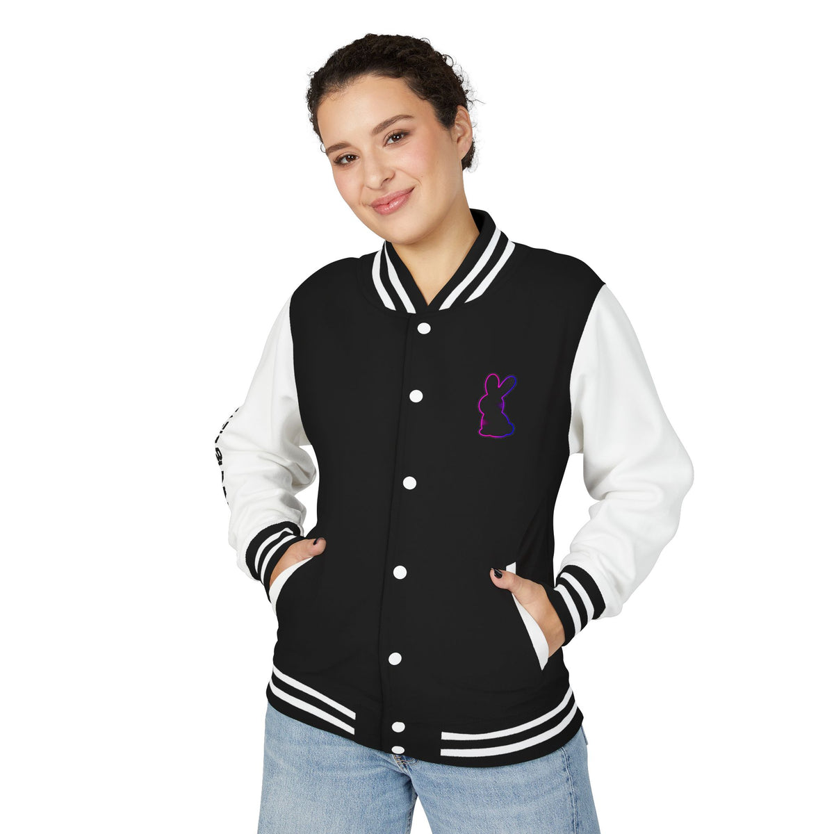 Static Bunny Letterman Jacket - Synthwave