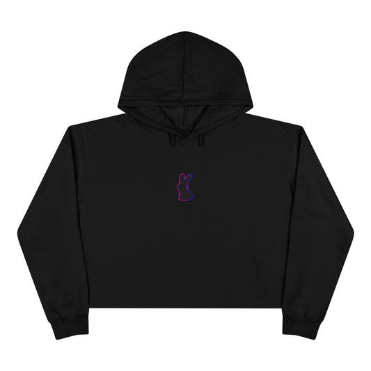 Static Bunny Cropped Hoodie - Synthwave