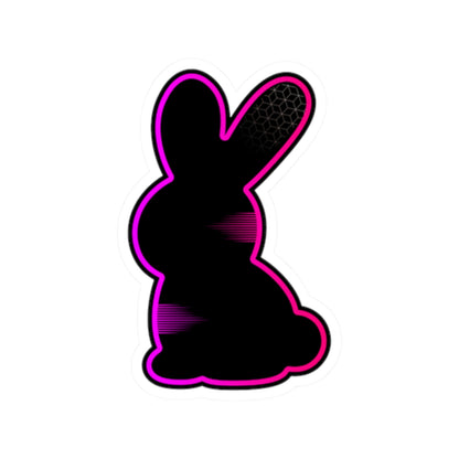 Neon Outline Bunny Sticker — Black & Purple Kiss-Cut Vinyl