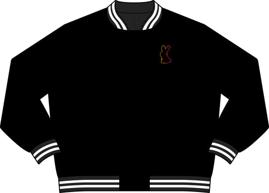 Static Bunny Varsity Bomber Jacket - Neon Sunset