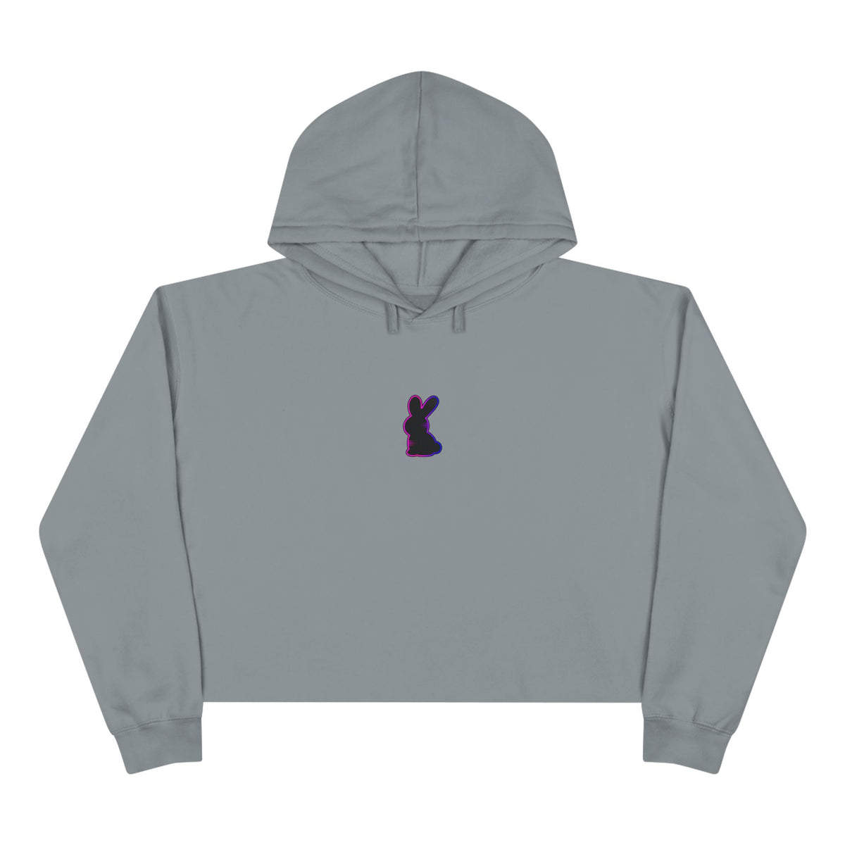 Static Bunny Cropped Hoodie - Synthwave