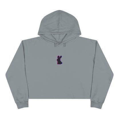 Static Bunny Cropped Hoodie - Synthwave