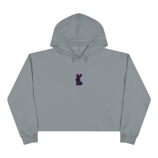Static Bunny Cropped Hoodie - Synthwave