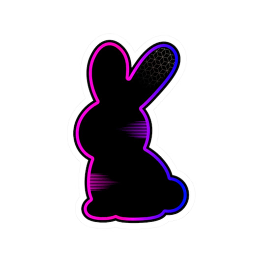 Neon Outline Bunny Sticker — Kiss-Cut Laptop Decal