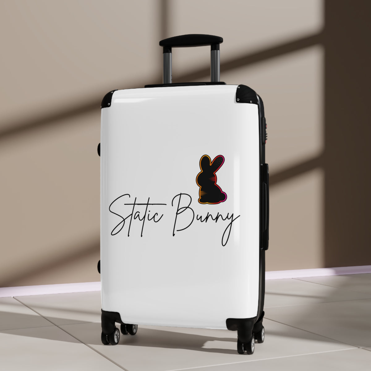 Static Bunny Carry-On Suitcase - Neon Sunset