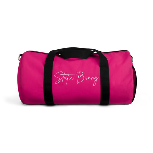 Neon Static Bunny Duffel Bag — Synthwave