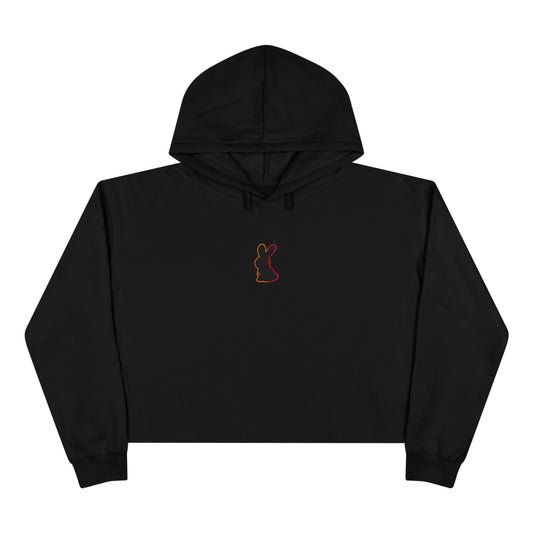 Static Bunny Cropped Hoodie - Neon Sunset