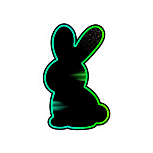 Neon Bunny Silhouette Sticker — Glow Green Kiss-Cut Decal for Laptops & Gear